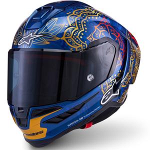 Integrální helma na motorku Alpinestars Supertech R10 Marthainator limitovaná edice JORGE MARTIN modro perleťovo zlato červená