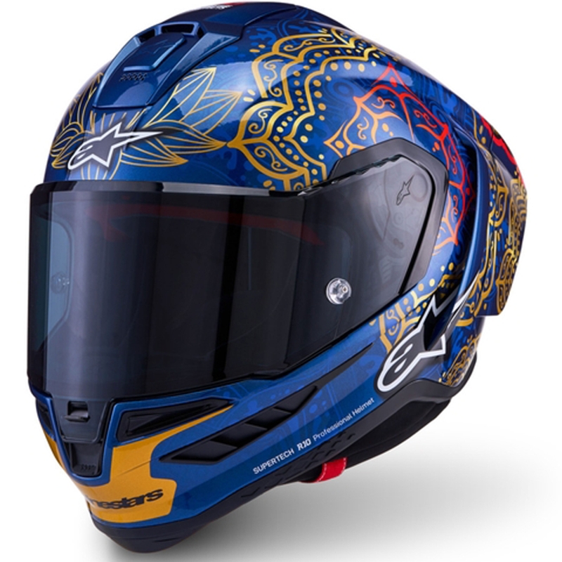 Integrální helma na motorku Alpinestars Supertech R10 Marthainator limitovaná edice JORGE MARTIN modro perleťovo zlato červená
