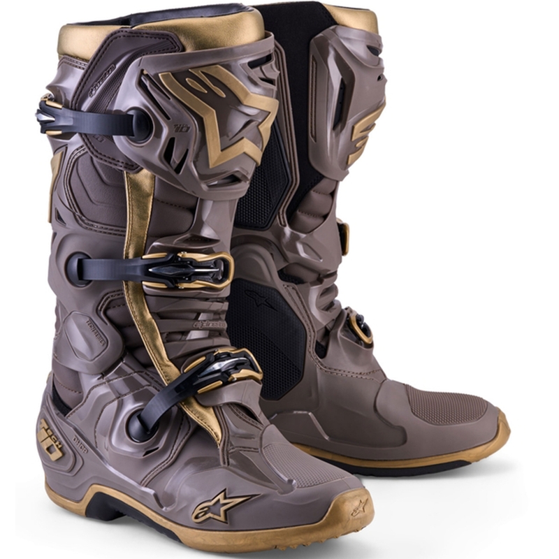 Boty na motorku Alpinestars TECH 10 limitovaná edice AIR GOLD hnědo zlaté