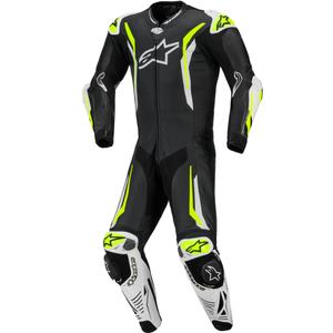 Jednodílná kožená kombinéza na motorku Alpinestars GP TECH V5 černo-bílo-fluo žlutá