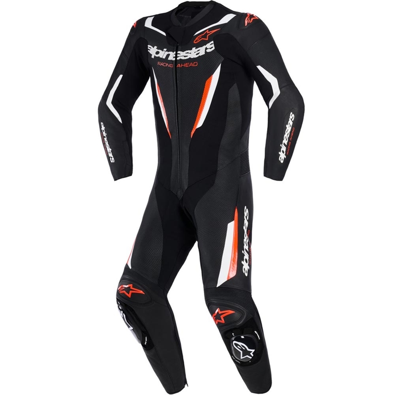 Jednodílná kombinéza na motorku Alpinestars GP FORCE V2 černo-bílo-fluo červená