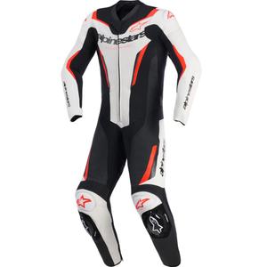 Jednodílná kombinéza na motorku Alpinestars GP FORCE V2 bílo-černo-fluo červená