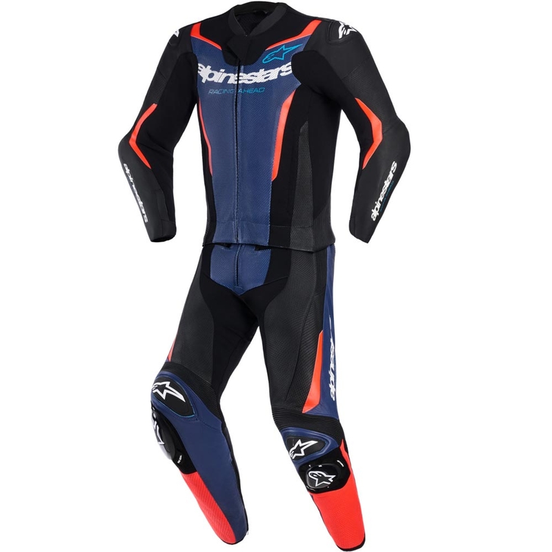 Dvoudílná kombinéza na motorku Alpinestars GP Force V2 černo-modro-fluo červená