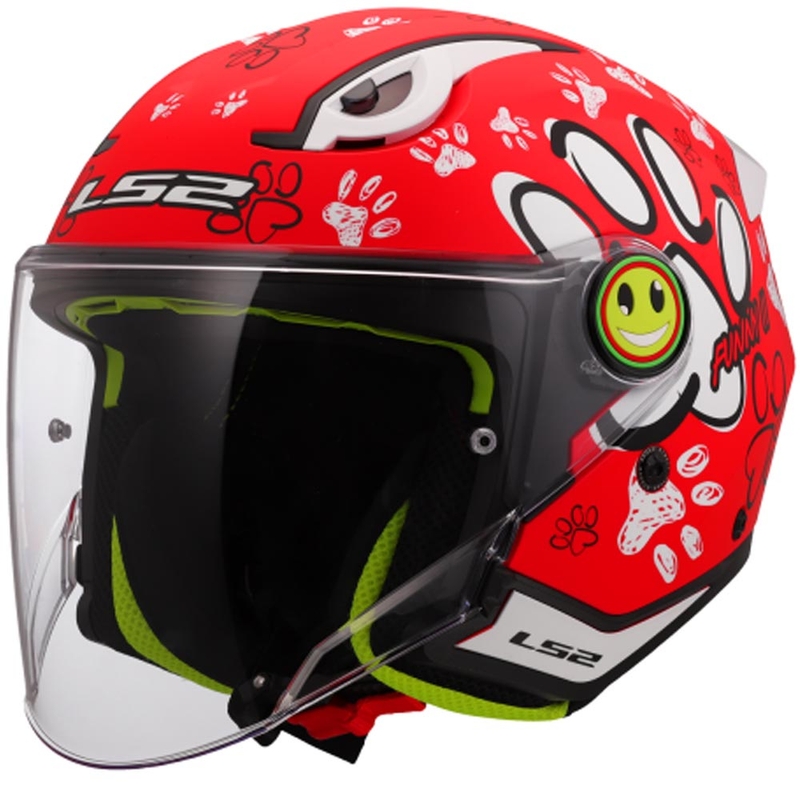 Dětská otevřená helma na motorku LS2 OF622 Funny II Paws červená