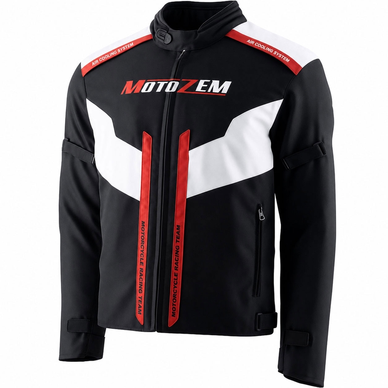 Bunda na motorku Motozem Team 2 černo-bílá