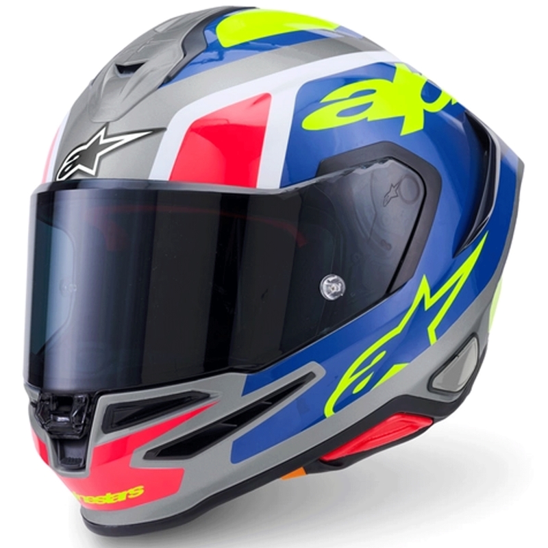 Integrální helma na motorku Alpinestars S-R7 Lumen stříbrno-černo-růžovo-fluo žlutá