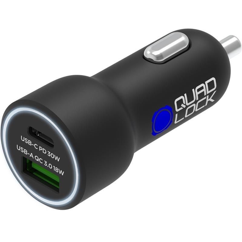 Nabíječka do auta Quad Lock® 48W USB-C PD + USB-A QC 3.0 černá
