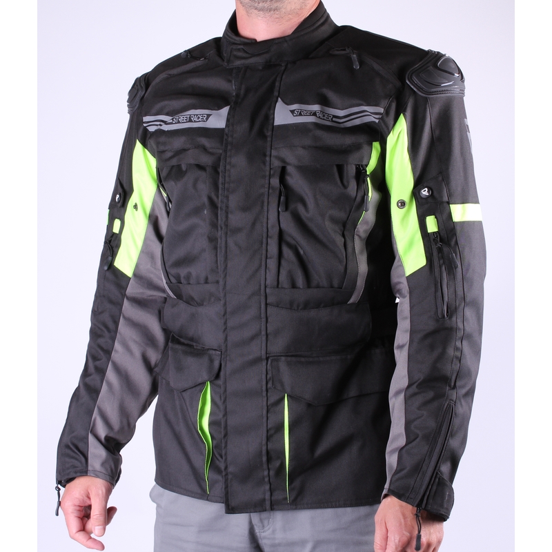 Bunda na motorku Street Racer Blow černo-fluo žlutá výprodej