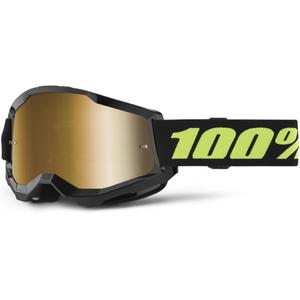 Motokrosové brýle 100% STRATA 2 New Solar černé (zlaté plexi)