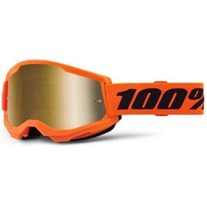 Motokrosové brýle 100% STRATA 2 New oranžové (zlaté plexi)
