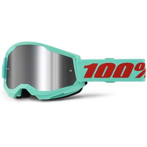 Motokrosové brýle 100% STRATA 2 New Maupiti zelené (stříbrné plexi)