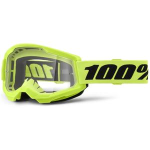 Dětské brýle na motorku 100% STRATA 2 neon žluté čiré plexi