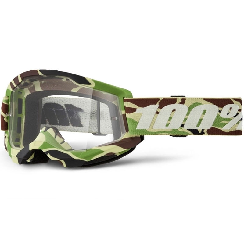 Motokrosové brýle 100% STRATA 2 New War Camo zelené (čiré plexi)
