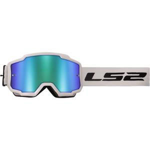 Motokrosové brýle LS2 Charger H-V bílé se zeleným iridiovým plexi