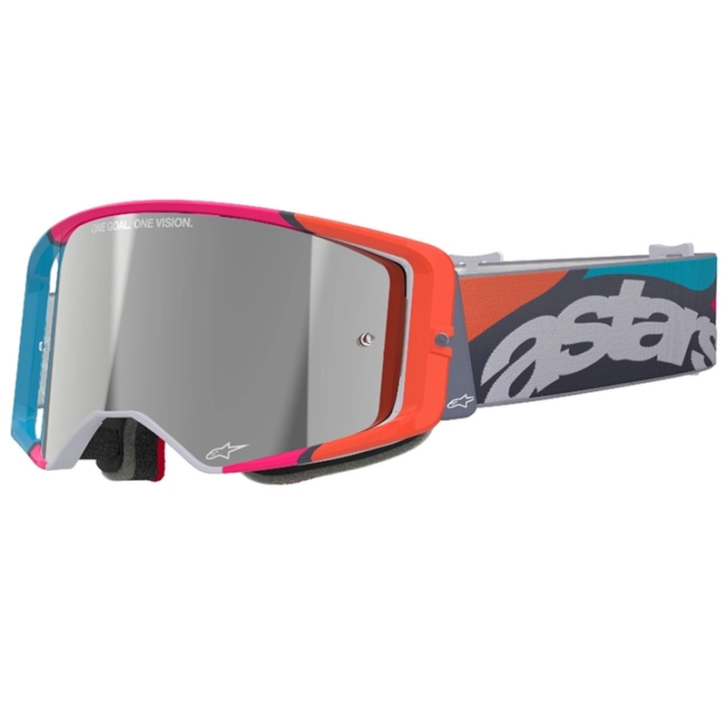 Motokrosové brýle Alpinestars Supertech Stream šedo-multicolor se zrcadlovým stříbrným zorníkem