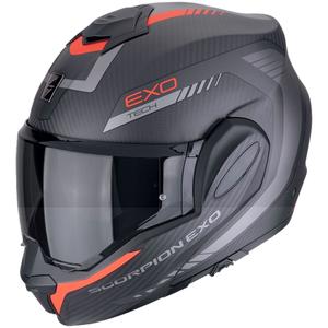 Překlápěcí helma na motorku Scorpion EXO-TECH EVO CARBON COSY matná černo-červená - II. jakost