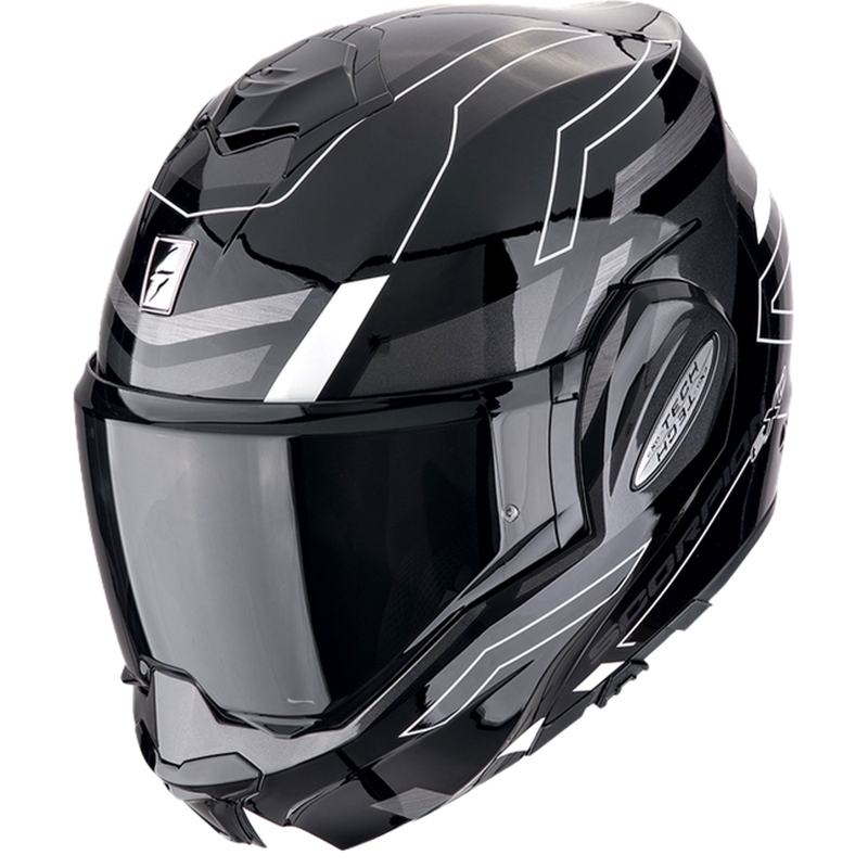 Překlápěcí helma na motorku Scorpion EXO-TECH EVO CONQUER černo-bílá - II. jakost