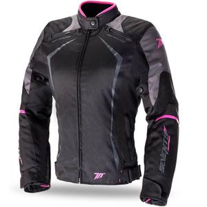 Dámská bunda na motorku SEVENTY DEGREES SD-JR49 černo-růžová - II. jakost