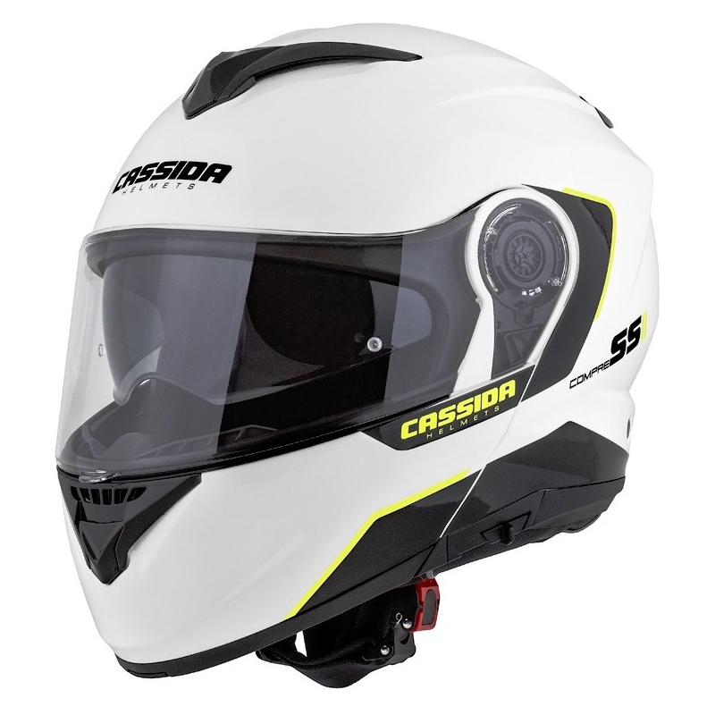 Vyklápěcí přilba na motorku Cassida Compress 2.0 Refraction bílo-černo-fluo žlutá