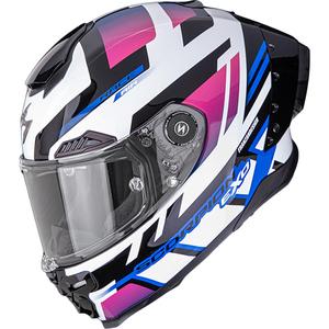 Integrální helma na motorku Scorpion EXO-RACE Air Carbon Fury bílo-růžovo-modrá