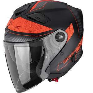 Otevřená helma na motorku Scorpion EXO-GT Jet Crest matná černo-červená