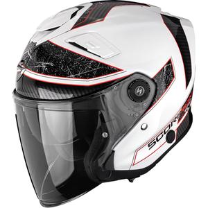 Otevřená helma na motorku Scorpion EXO-GT Jet Crest bílo-červená