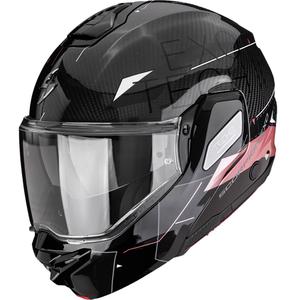 Překlápěcí helma na motorku Scorpion EXO-TECH II Carbon Viator černo-růžová