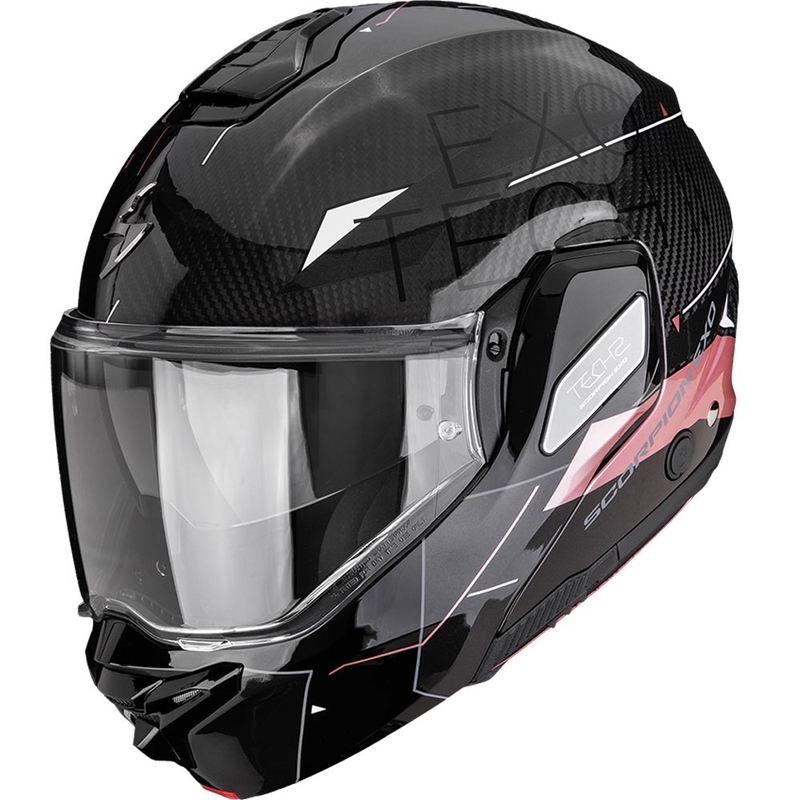 Překlápěcí helma na motorku Scorpion EXO-TECH II Carbon Viator černo-růžová