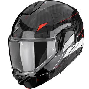 Překlápěcí helma na motorku Scorpion EXO-TECH II Carbon Viator černo-bílo-červená