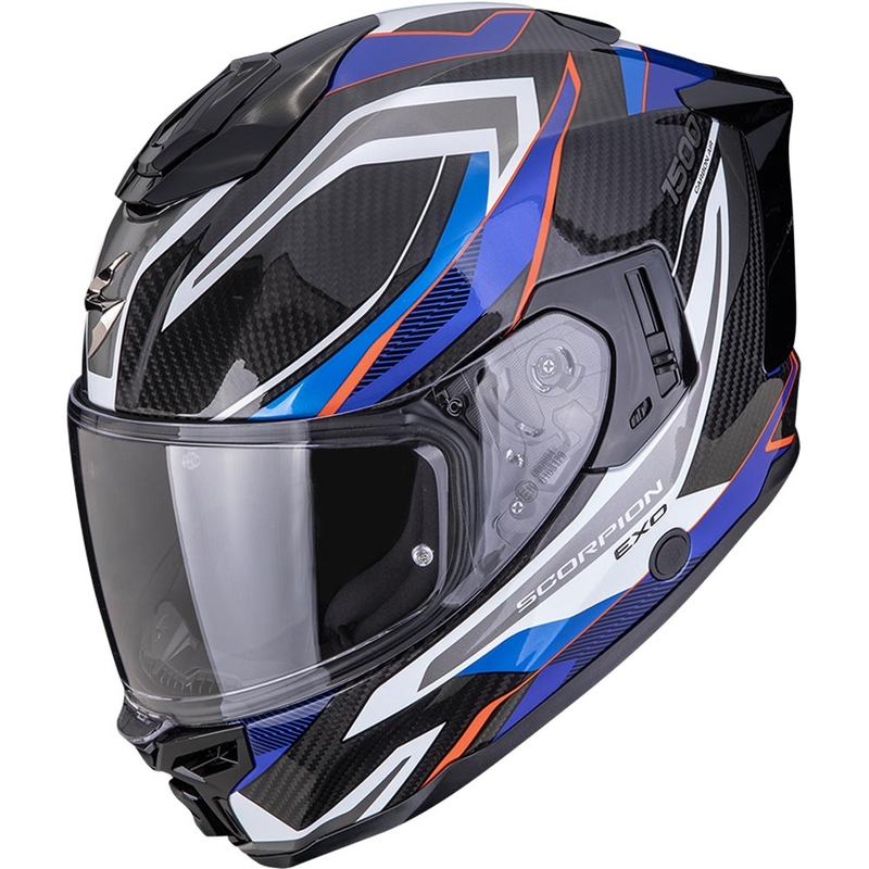 Integrální helma na motorku Scorpion EXO-1500 Carbon Air Hydro černo-bílo-modrá
