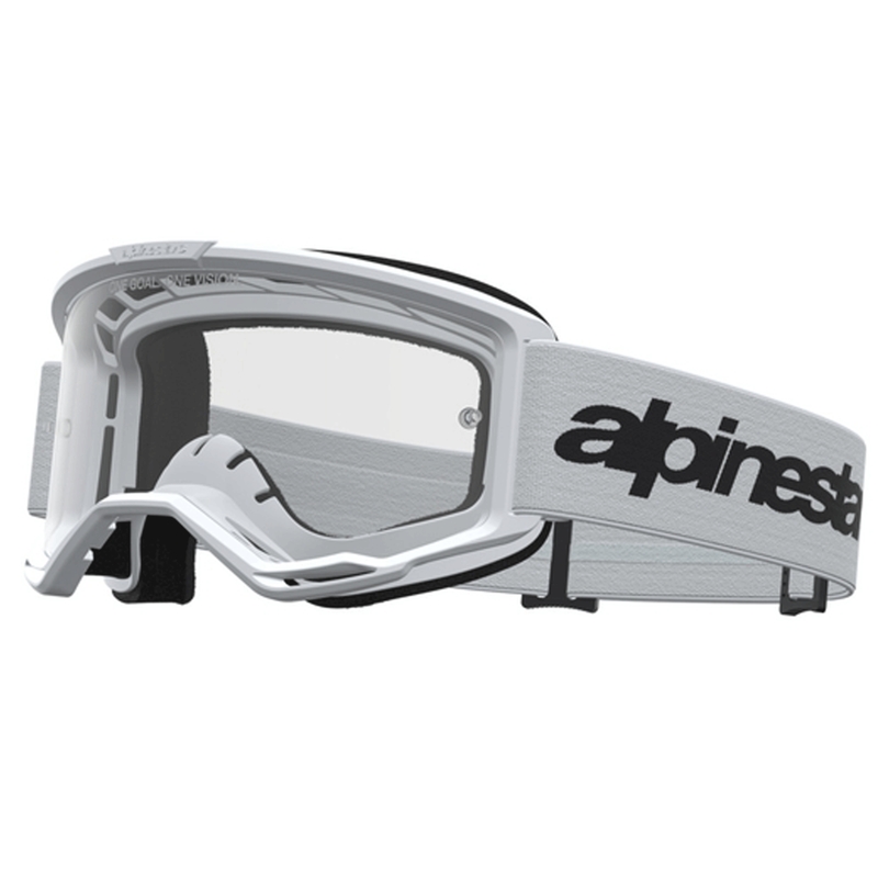 Motokrosové brýle Alpinestars Vision 3 Wordmark bílo-černé s čirým plexi