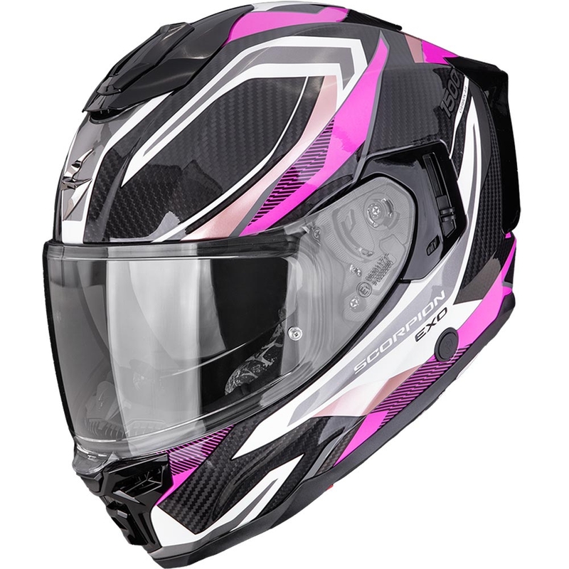 Integrální helma na motorku Scorpion EXO-1500 Carbon Air Hydro černo-bílo-růžová