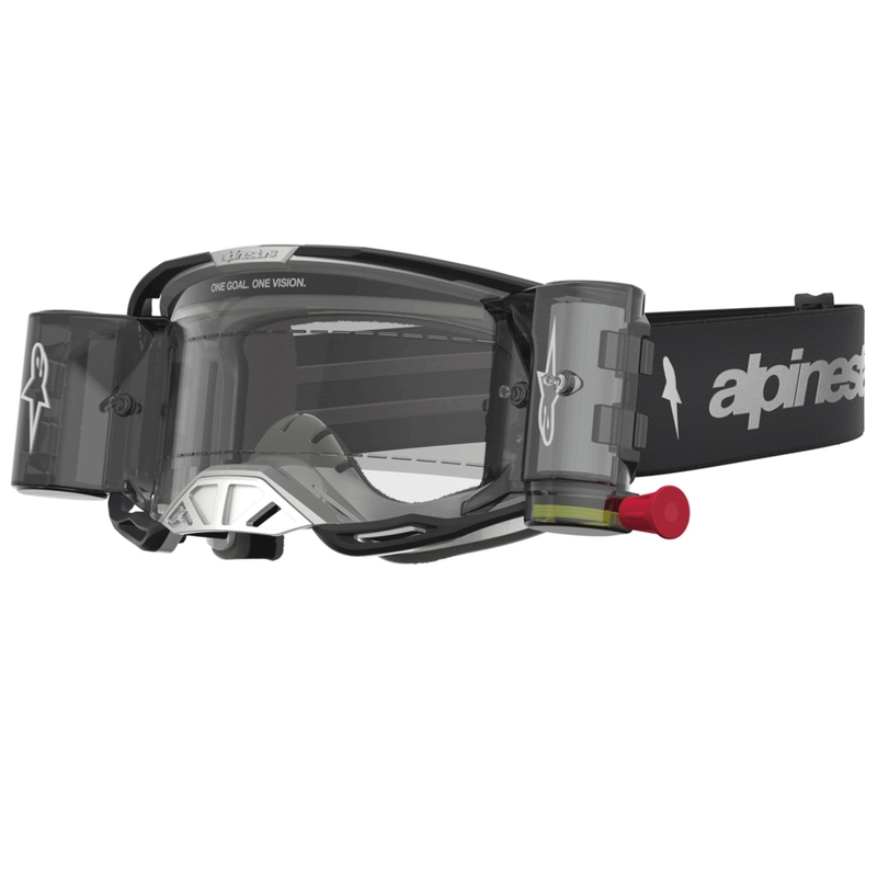 Motokrosové brýle Alpinestars Vision 8 Amber Roll-Off Wide Vision černo-stříbrné