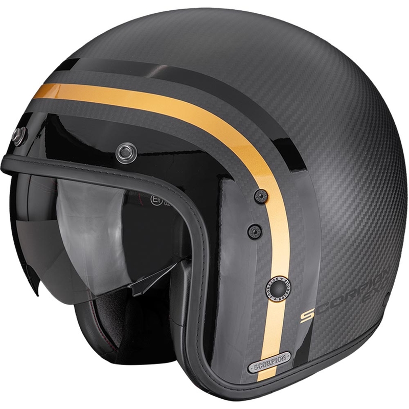 Otevřená helma na motorku Scorpion Belfast II Carbon Regal matná černo-zlatá