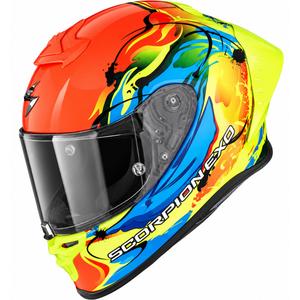 Integrální helma na motorku Scorpion EXO-R1 EVO II Air Thrust fluo červeno-modro-žlutá