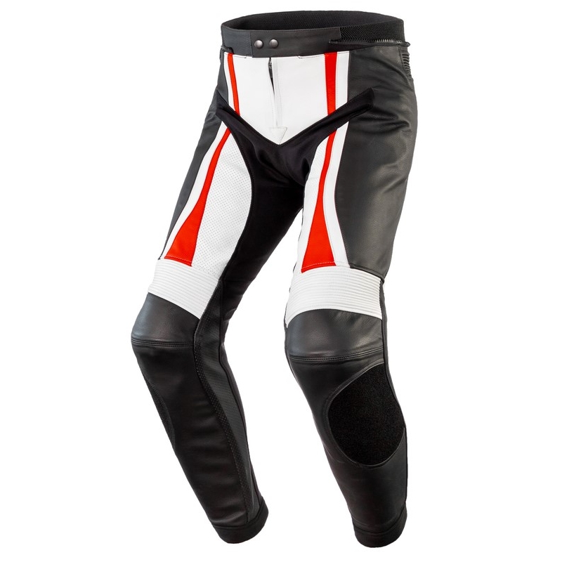 Kalhoty na motorku Rebelhorn Piston II PRO černo-bílo-fluo červené výprodej