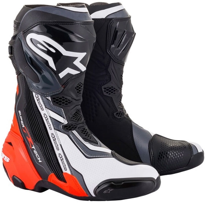 Boty na motorku Alpinestars Supertech R černo-fluo červeno-bílo-šedé