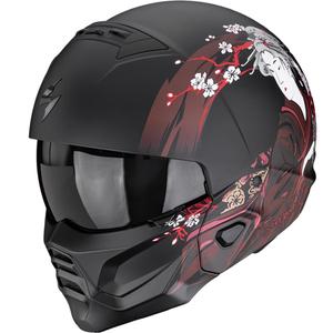 Modulární helma na motorku Scorpion EXO-COMBAT II Demure matná černo-červená