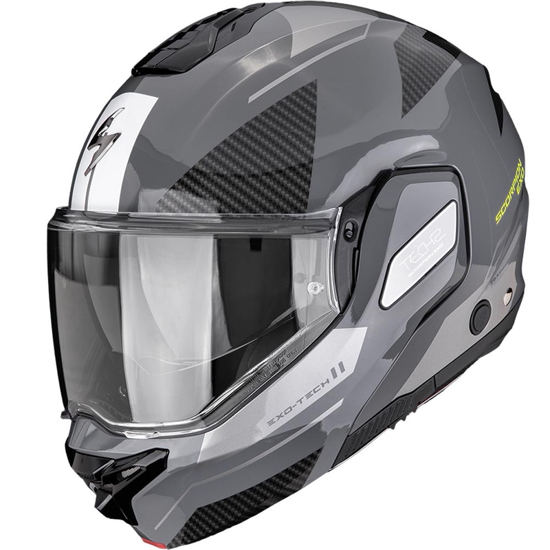 Překlápěcí helma na motorku Scorpion EXO-TECH II Void stříbrno-fluo žlutá