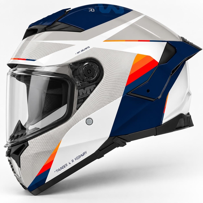 Integrální helma na motorku MT Thunder 4 R SV Highway A7 bílo-šedo-modrá
