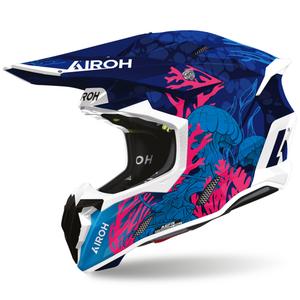 Motokrosová helma na motorku Airoh Twist 3 Underwater modro-bílo-růžová