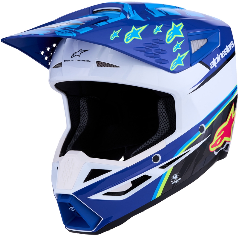 Motokrosová helma na motorku Alpinestars S-M3 Falcon modro-bílo-černá
