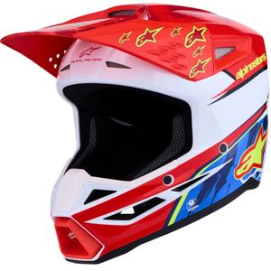 Motokrosová helma na motorku Alpinestars S-M3 Falcon fluo červeno-bílá