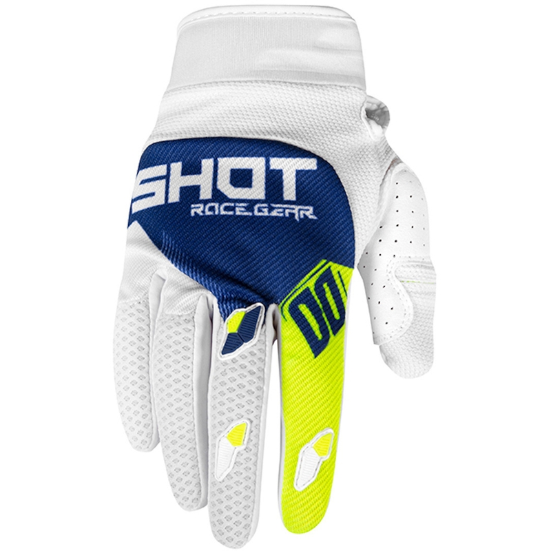 Motokrosové rukavice Shot Contact Trust bílo-modro-fluo žluté