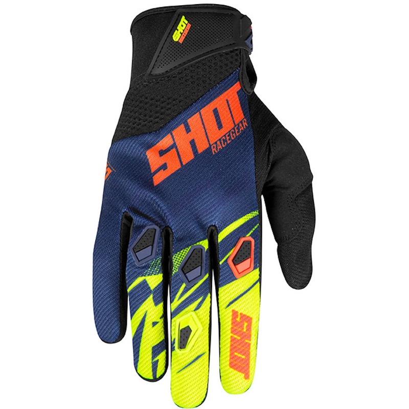Dětské motokrosové rukavice Shot Devo Ventury oranžovo-modro-fluo žluté