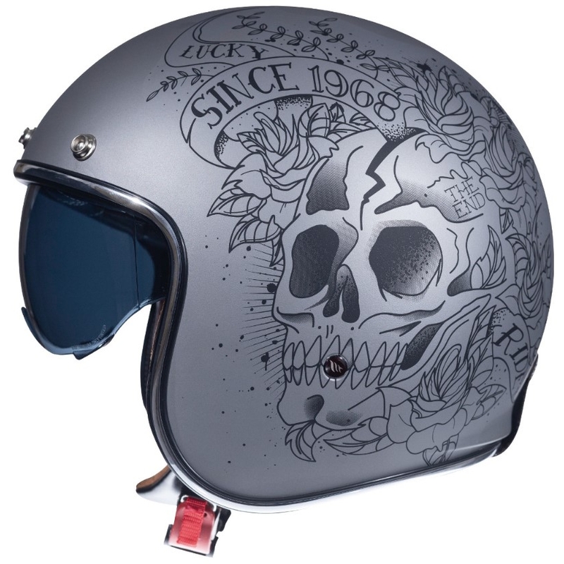 Otevřená přilba na motorku MT LeMans 2 SV SKULL&ROSES šedá matná